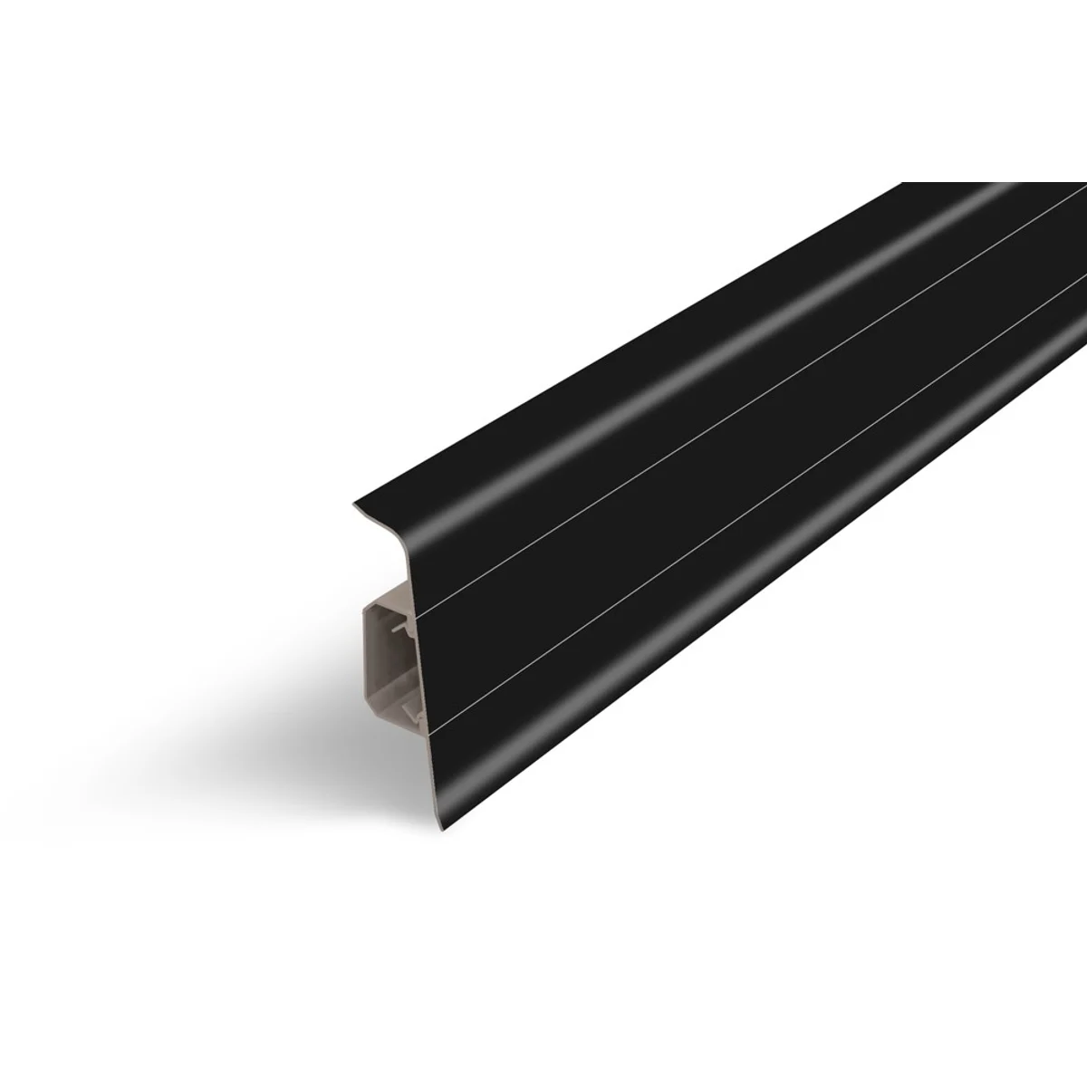 AP28/1 soklová lišta SG75, PVC černá hladká, 75 mm, 24,5 mm, 2,2 m