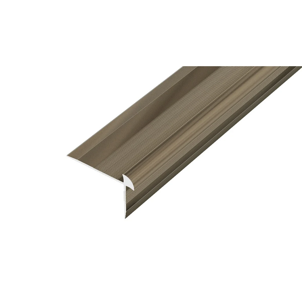 AP44/1 schodová lišta vrtaná, hliník elox bronz, 20x42 mm, 2,7 m, pro tl: 5 mm