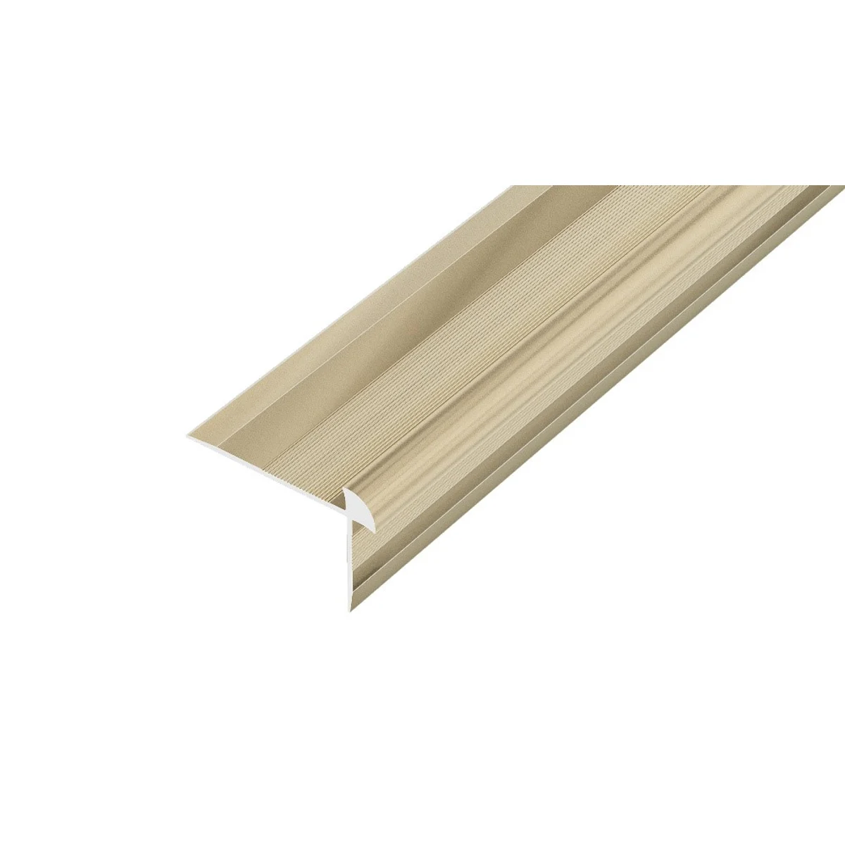 AP44/1 schodová lišta vrtaná, hliník elox champagne, 20x42 mm, 2,7 m, pro tl: 5 mm