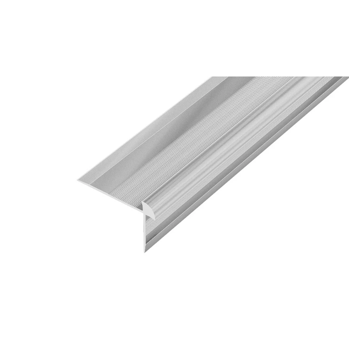 AP44/1 schodová lišta vrtaná, hliník elox stříbro, 20x42 mm, 2,7 m, pro tl: 3 mm