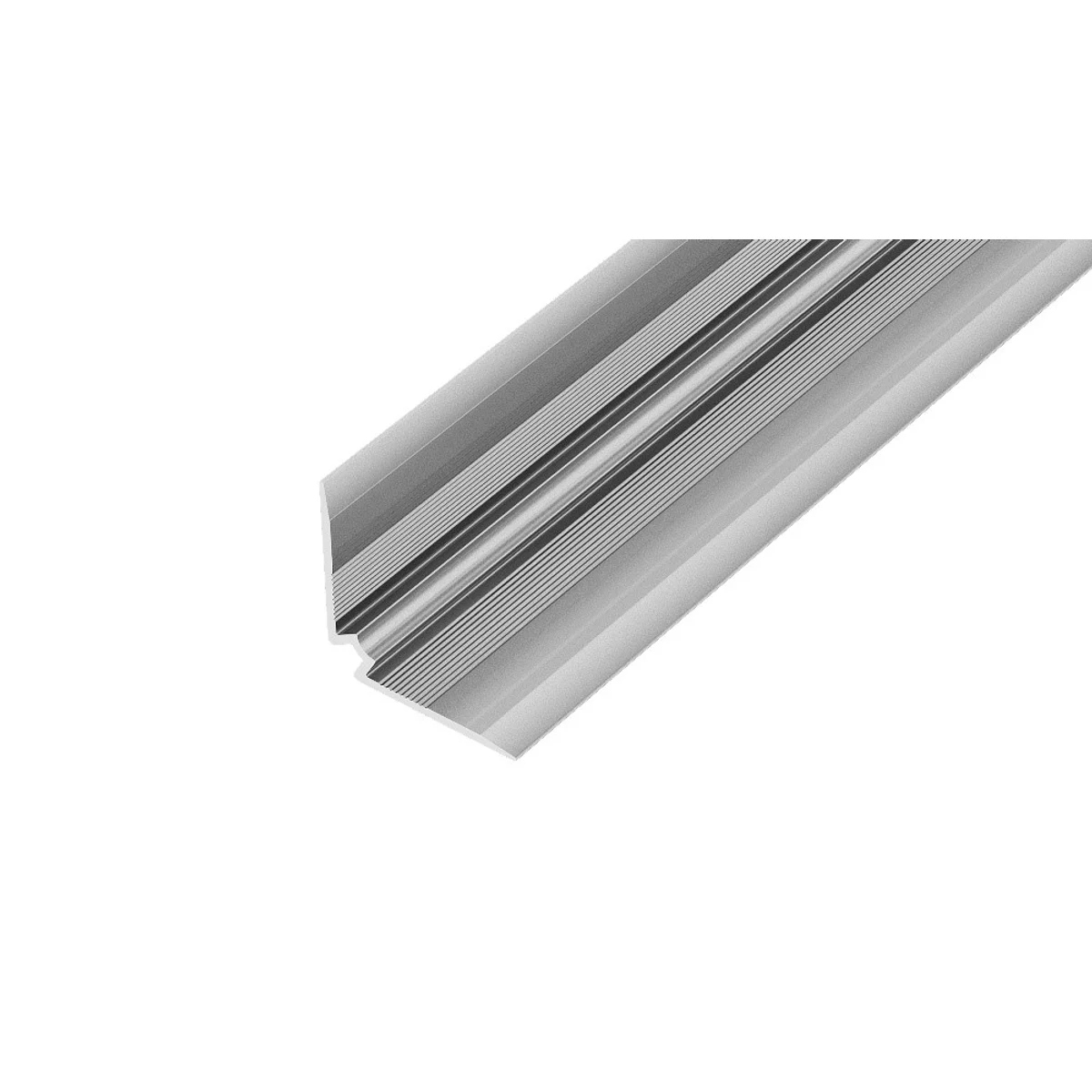 AP45/1 schodová lišta vnitřní vrtaná, hliník elox stříbro, 25x25mm, 2,7 m, 3 mm