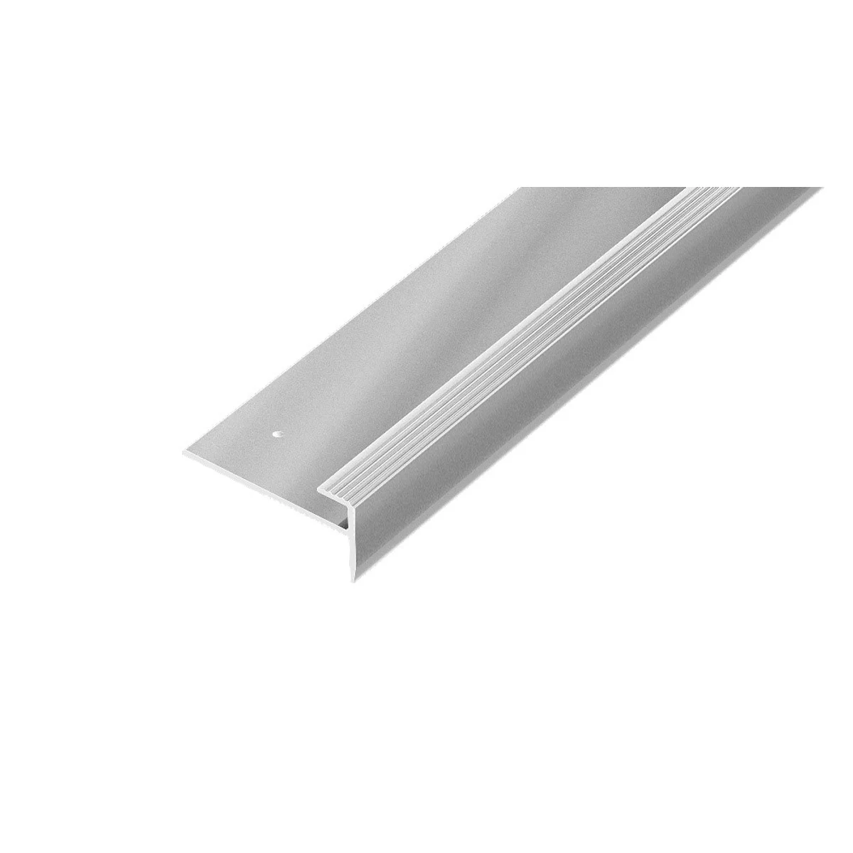 AP45 schodová lišta vrtaná, hliník elox stříbro, 12x28 mm, 2,7 m, 3 mm