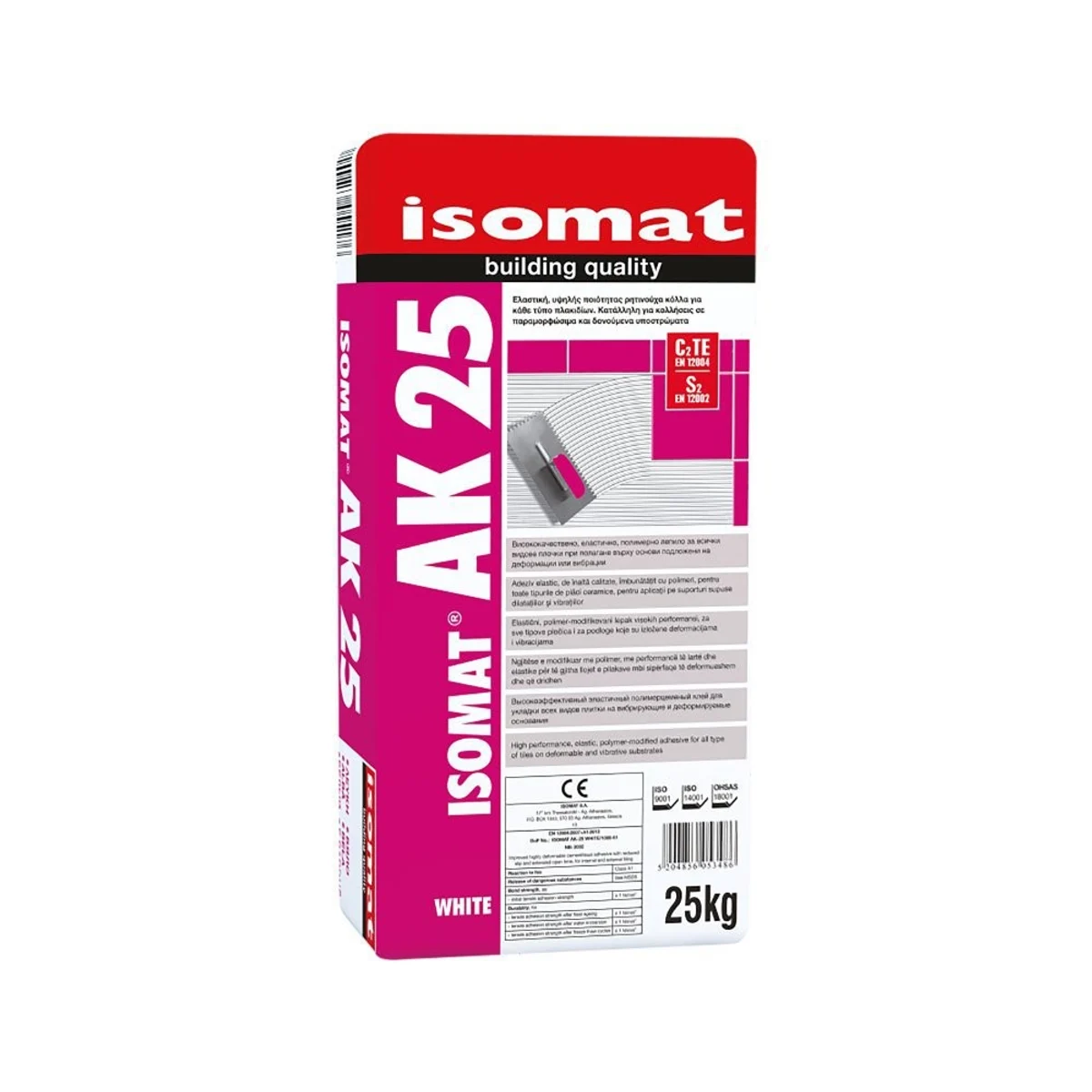 ISOMAT AK 25 Flexibilní polymerové lepidlo C2 TE S2, bílá, 25 kg