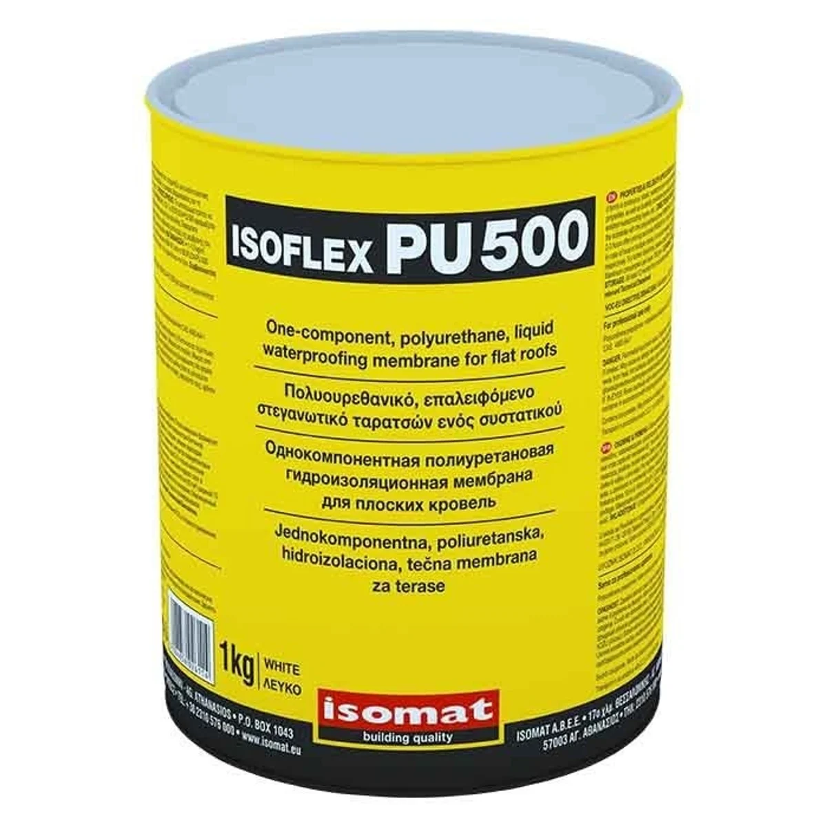 ISOMAT ISOFLEX-PU 500 THIXO Jednosložková tixotropní polyuretanová tekutá hydroizolační membrána pro ploché střechy, bílá, 1 kg