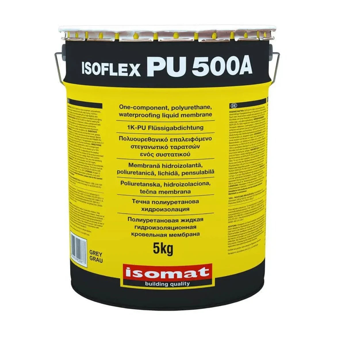 ISOMAT ISOFLEX-PU 500A Jednosložková rychle vytvrzující polyuretanová tekutá hydroizolační membrána pro ploché střechy, šedá, 25 kg