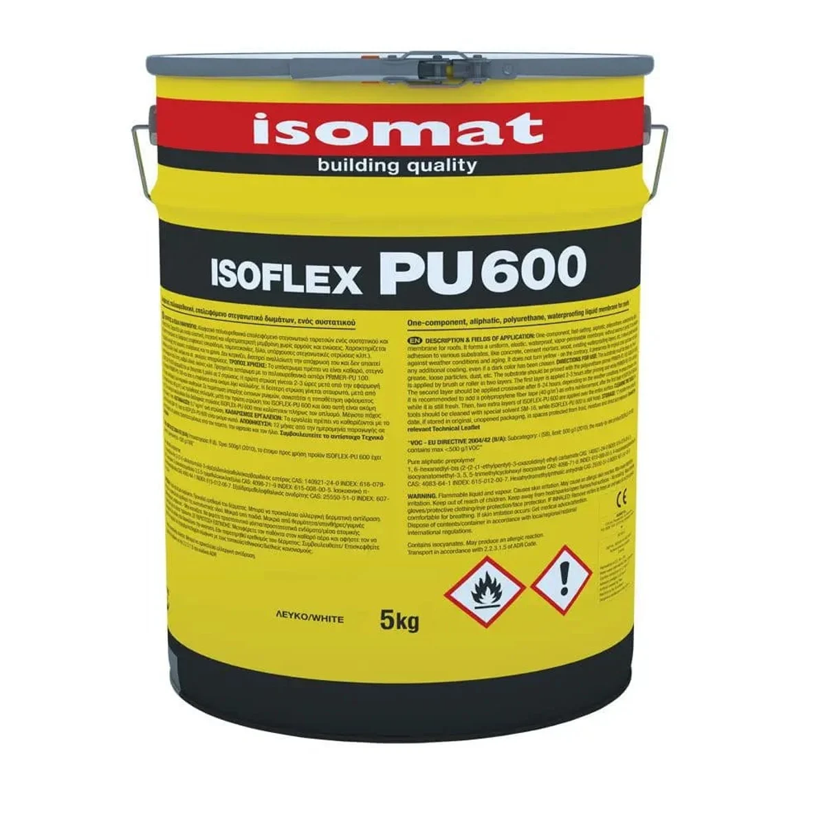ISOMAT ISOFLEX-PU 600 Tekutá hydroizolační membrána pro ploché střechy a balkóny, bílá, 5 kg