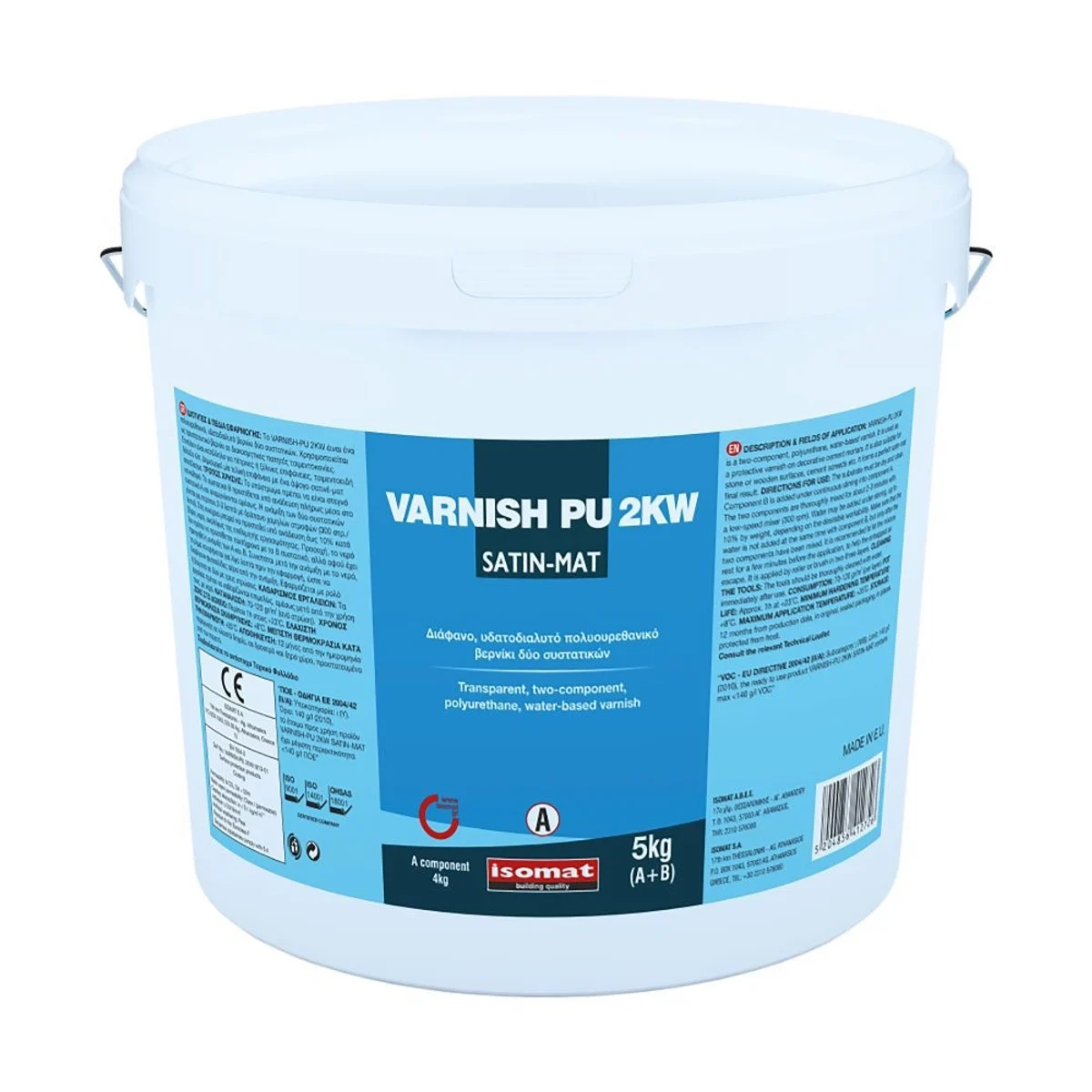 ISOMAT VARNISH-PU 2KW Dvousložkový polyuretanový ochranný lak na bázi vody, satén/mat, transparentní, 5 kg