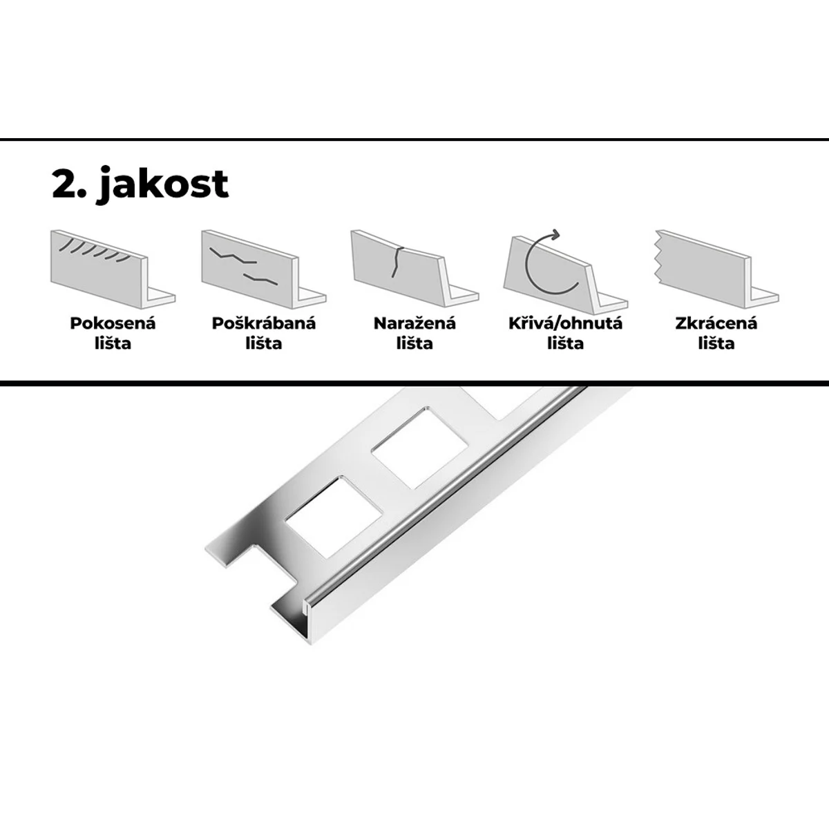SP1 ukončovací lišta L, 2. jakost, nerez V2A lesk, 12,5 mm, 2,5 m