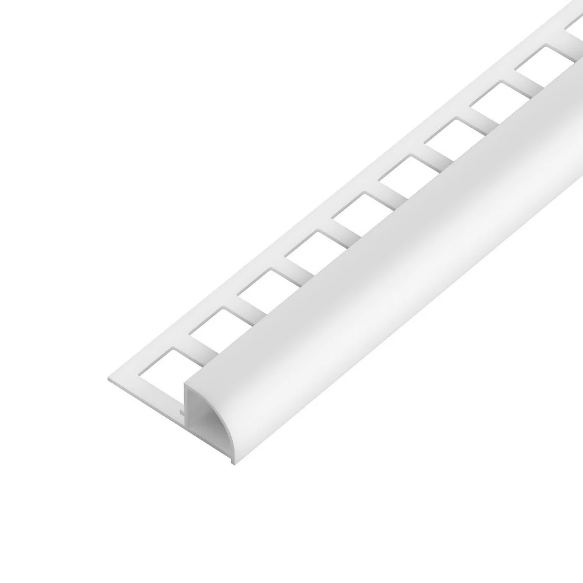 SP15/1 ukončovací lišta C, čtvrtoblouk, s vymezovačem,, PVC briliant bílá, 10 mm, 2,5 m