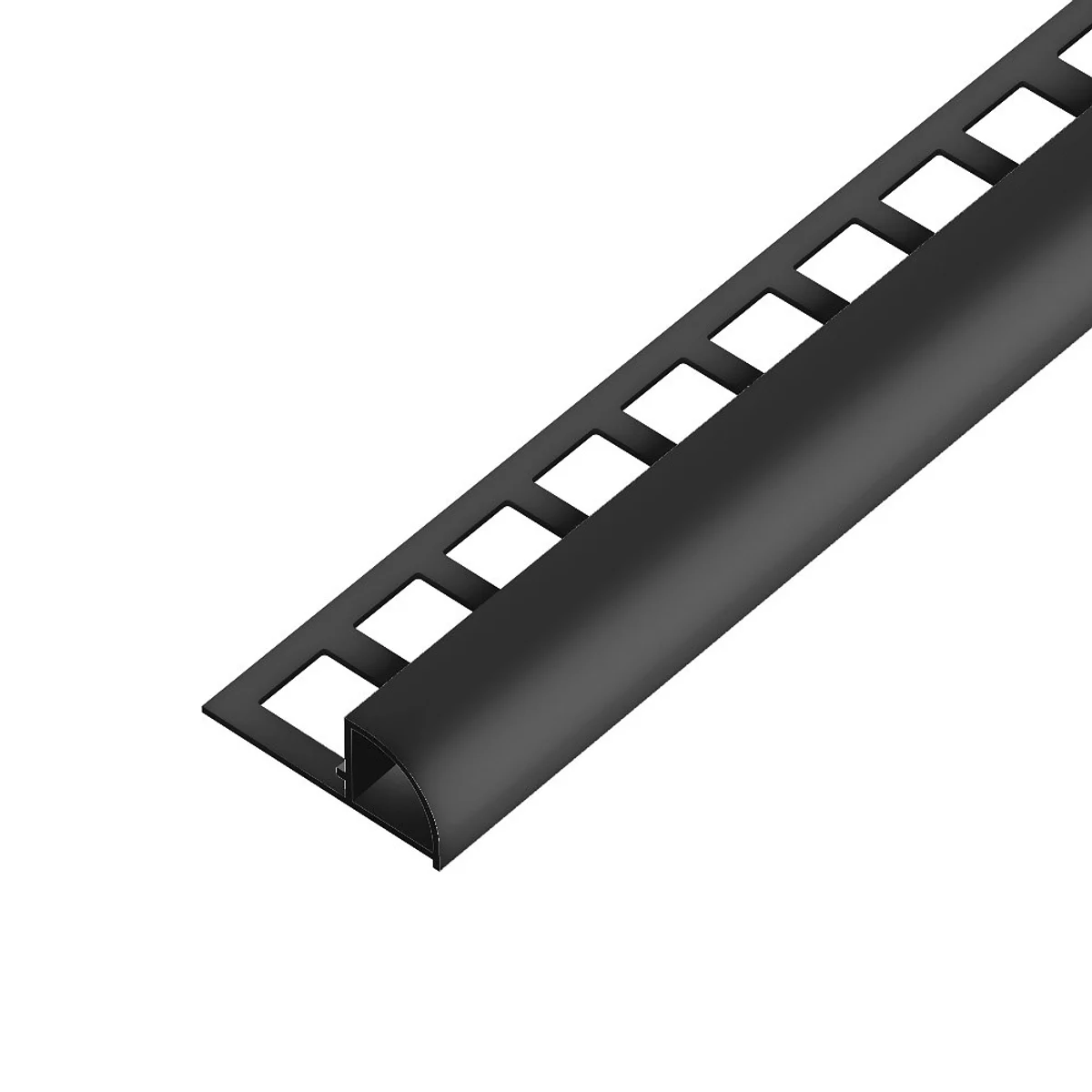 SP15/1 ukončovací lišta C, čtvrtoblouk, s vymezovačem,, PVC černá, 10 mm, 2,5 m