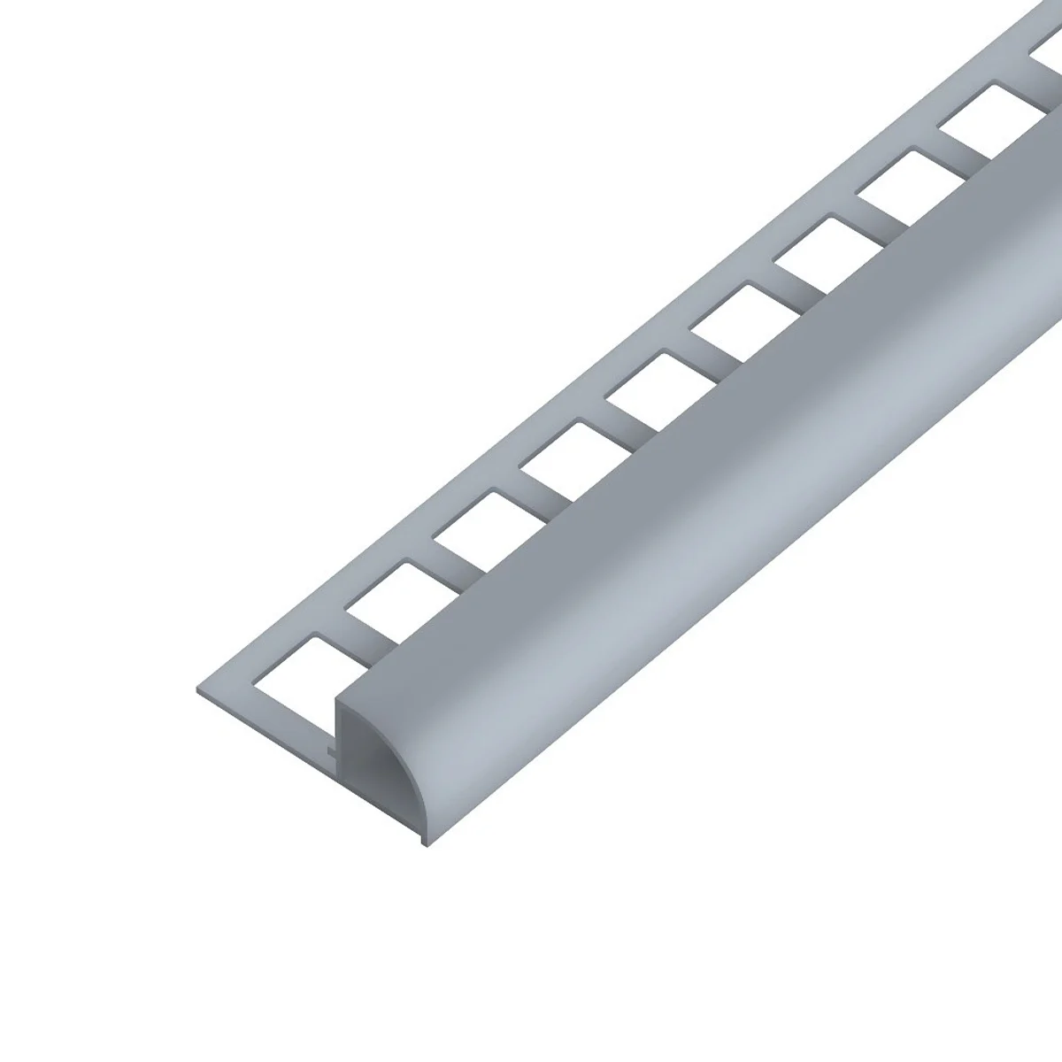 SP15/1 ukončovací lišta C, čtvrtoblouk, s vymezovačem,, PVC tm. šedá, 6 mm, 2,5 m